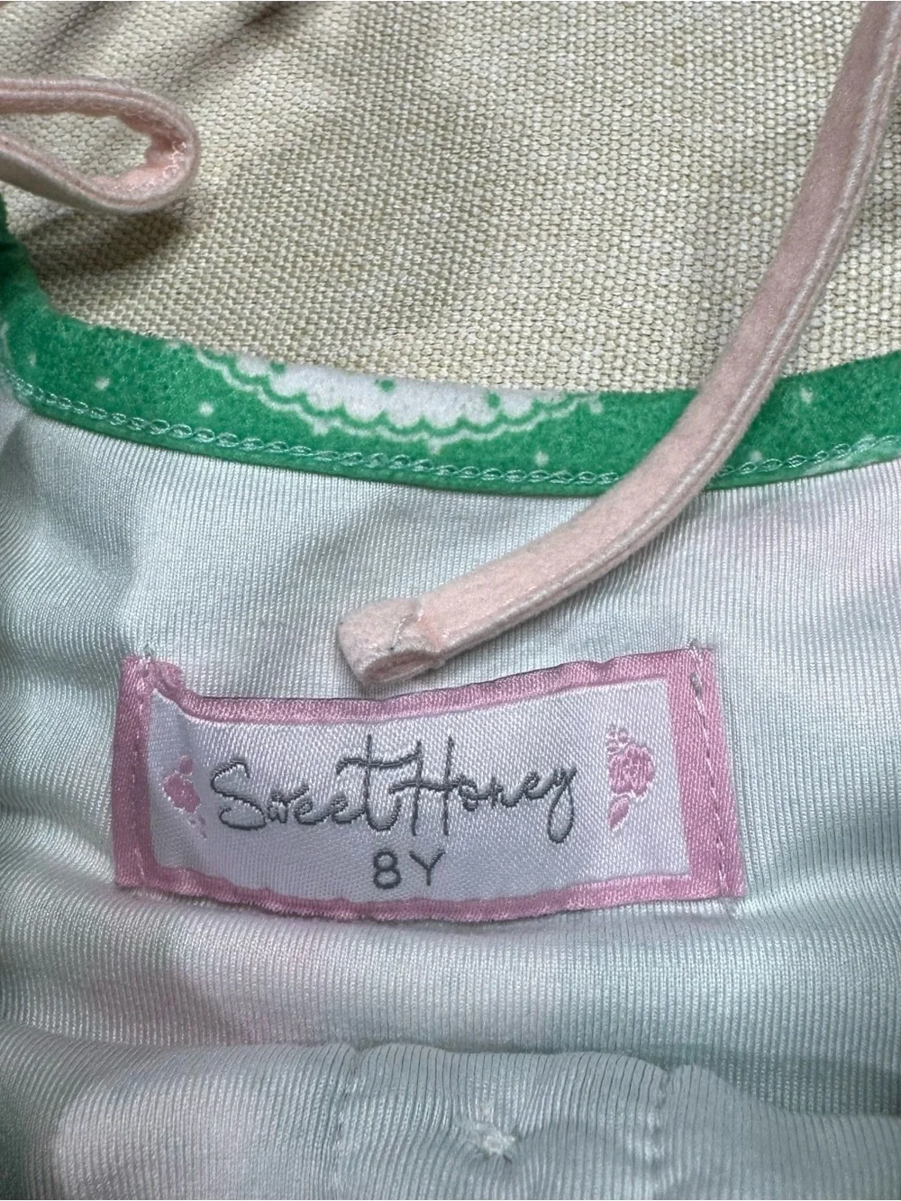 SweetHoney Green Floral Medallion Ruffle Dress Pink Gingham Girls 8Y
